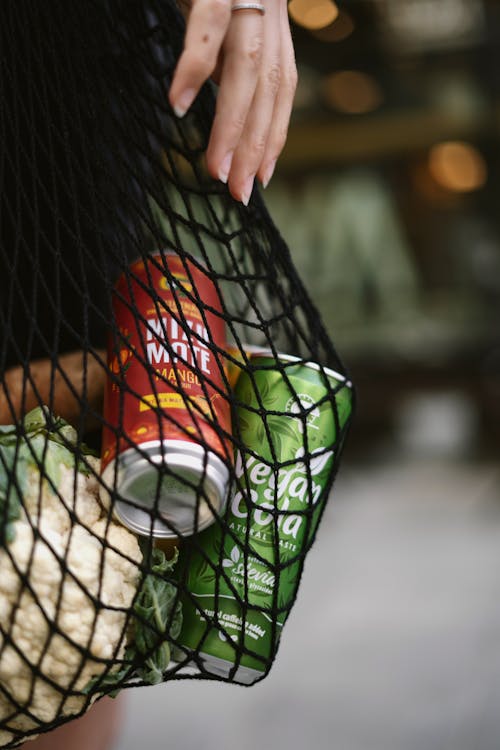 A Basket of Grocery Items in Close-up