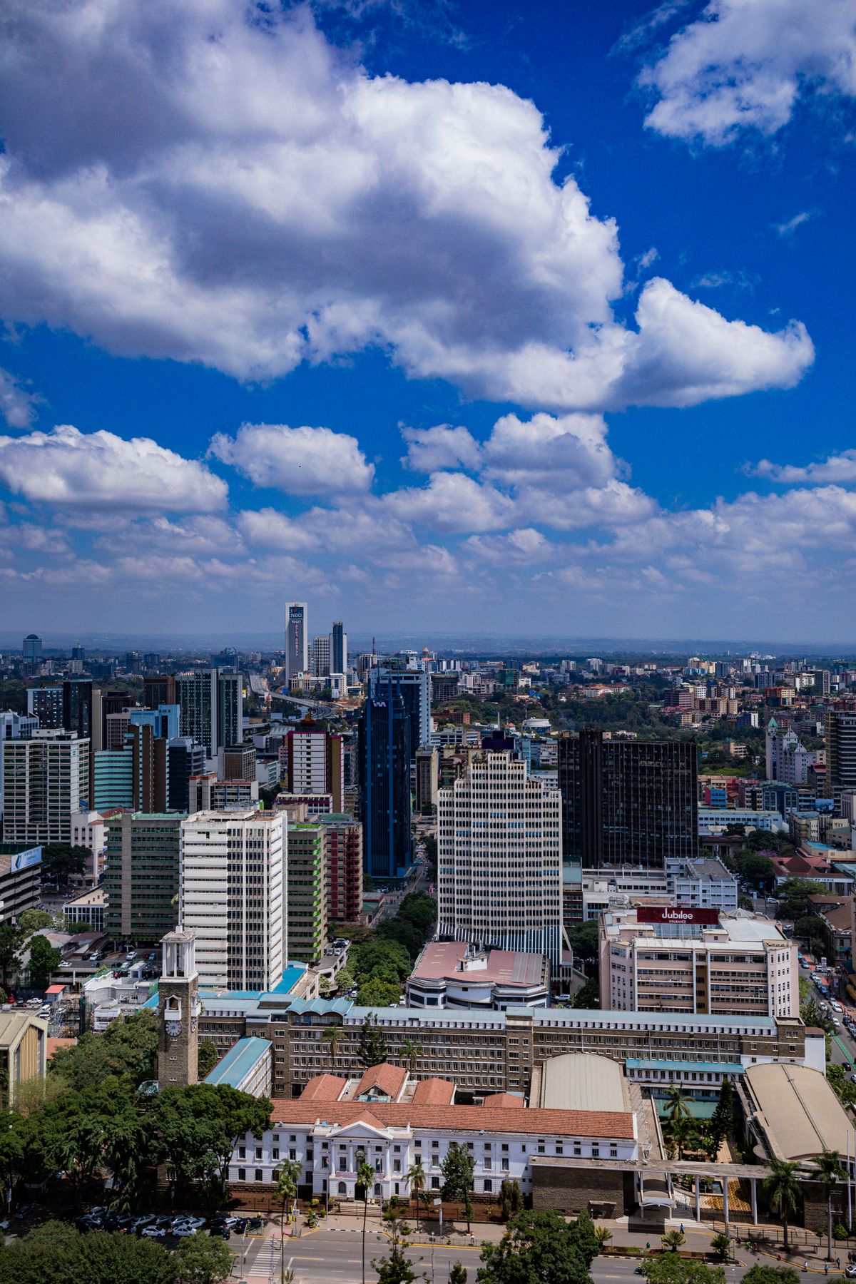 Aerial view of the Nairobi city skyline