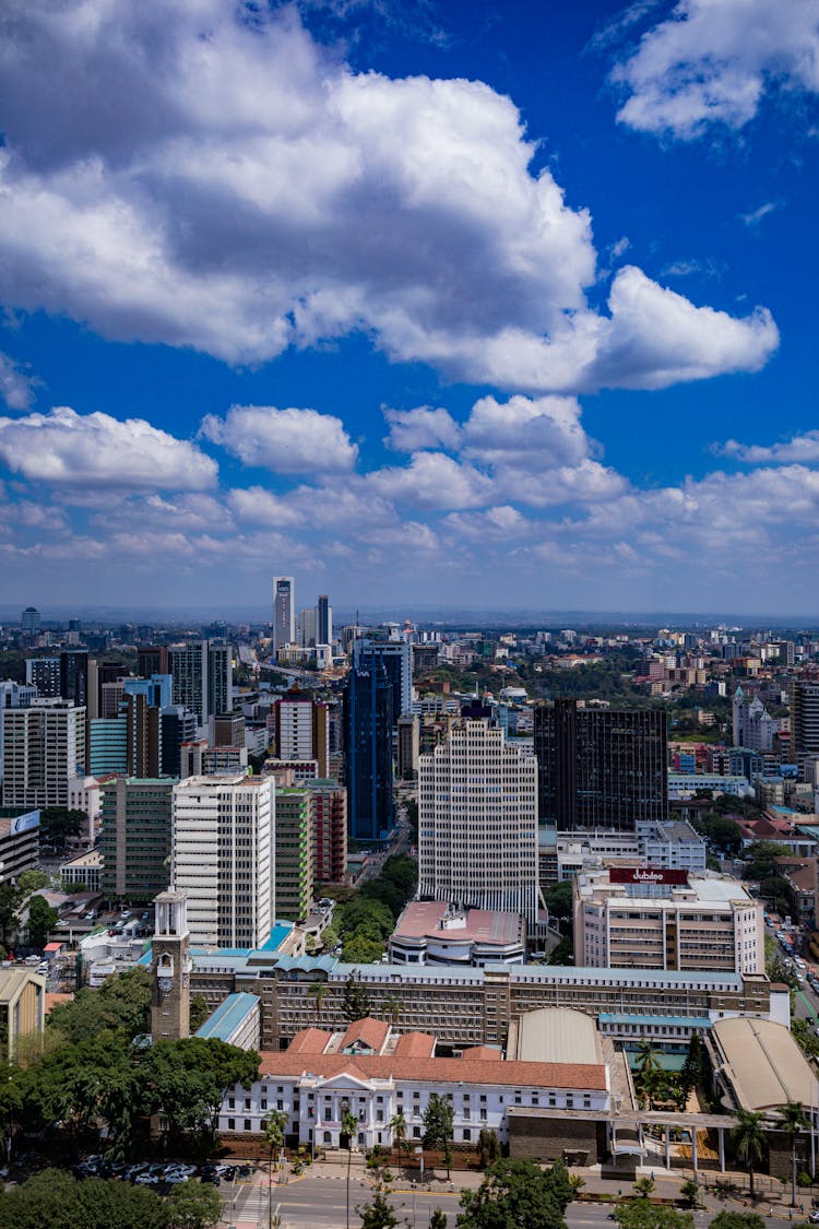 Aerial Shot Of Nairobi City Skyline In Kenya