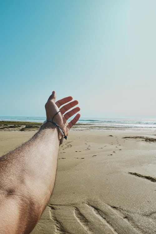 คลังภาพถ่ายฟรี ของ ชายหาด, ทะเลอ่าว, ยกมือขึ้น