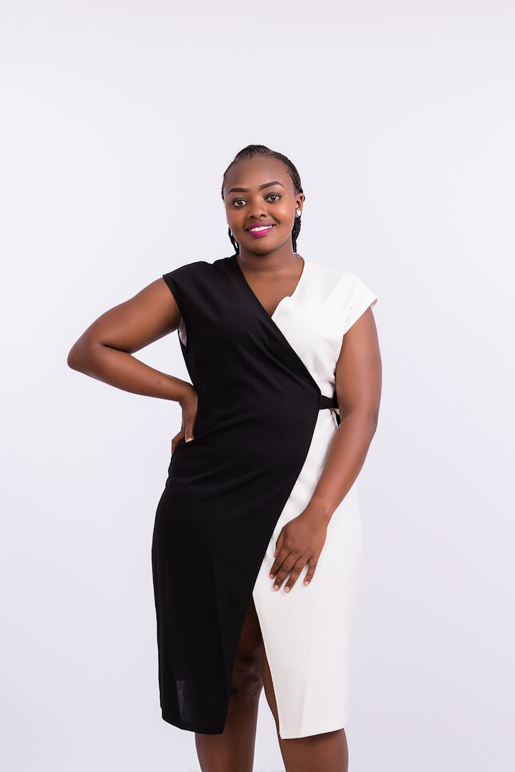 Woman In Sleeveless Dress With White Background