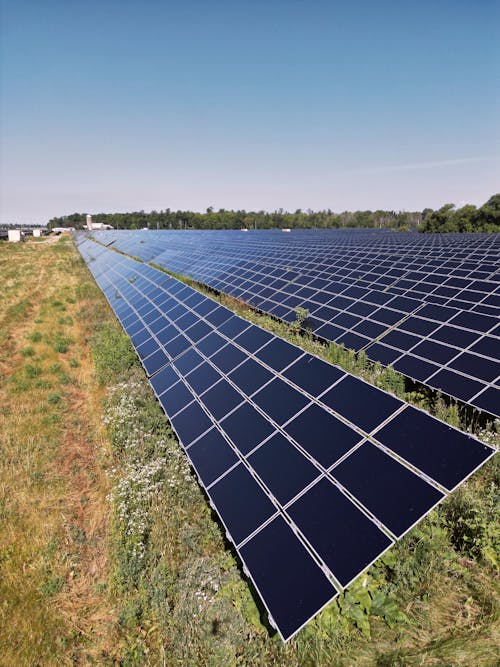 Solar Panels Under the Blue Sky 