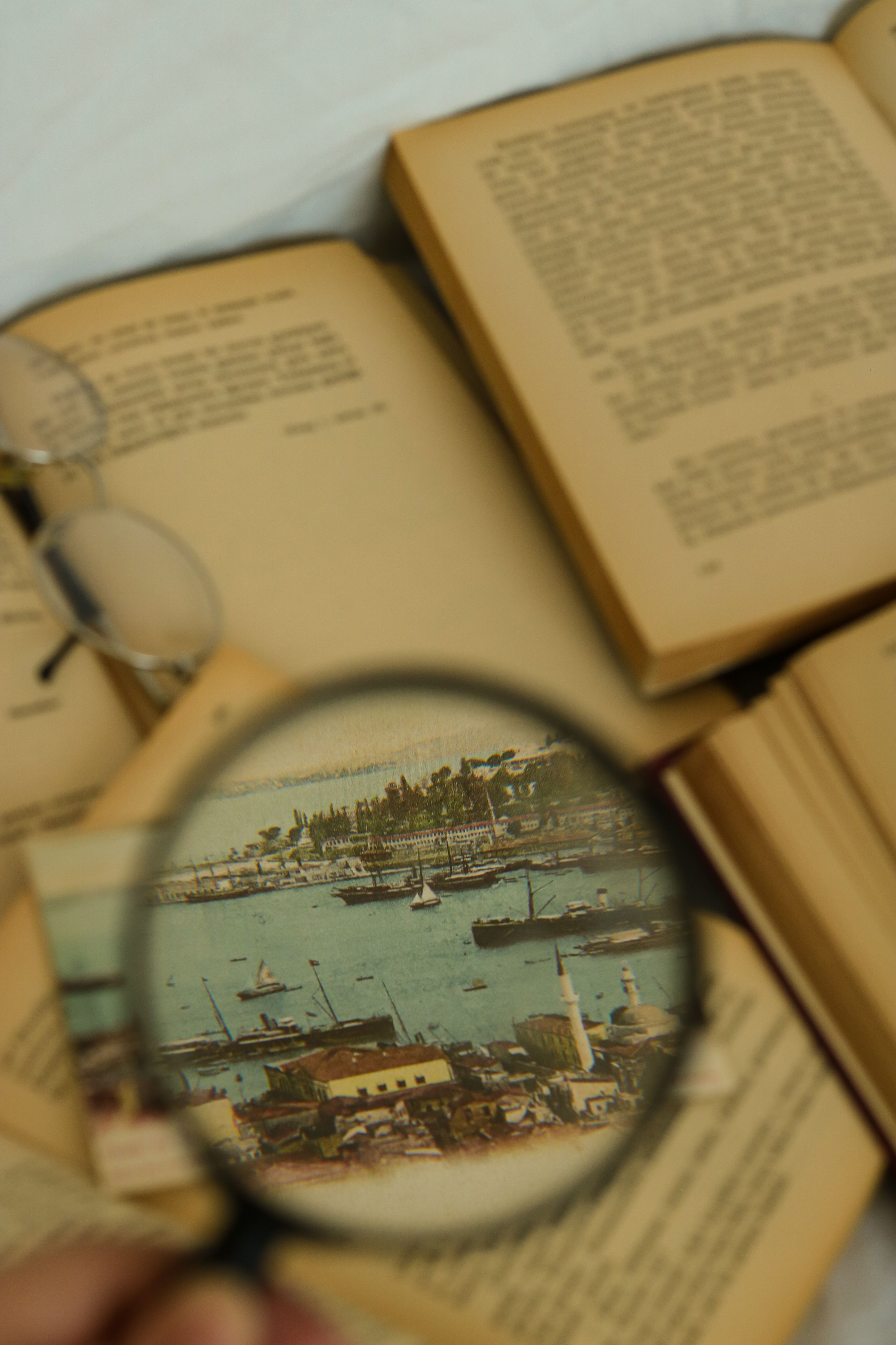 a magnifying glass over a printed line of small text