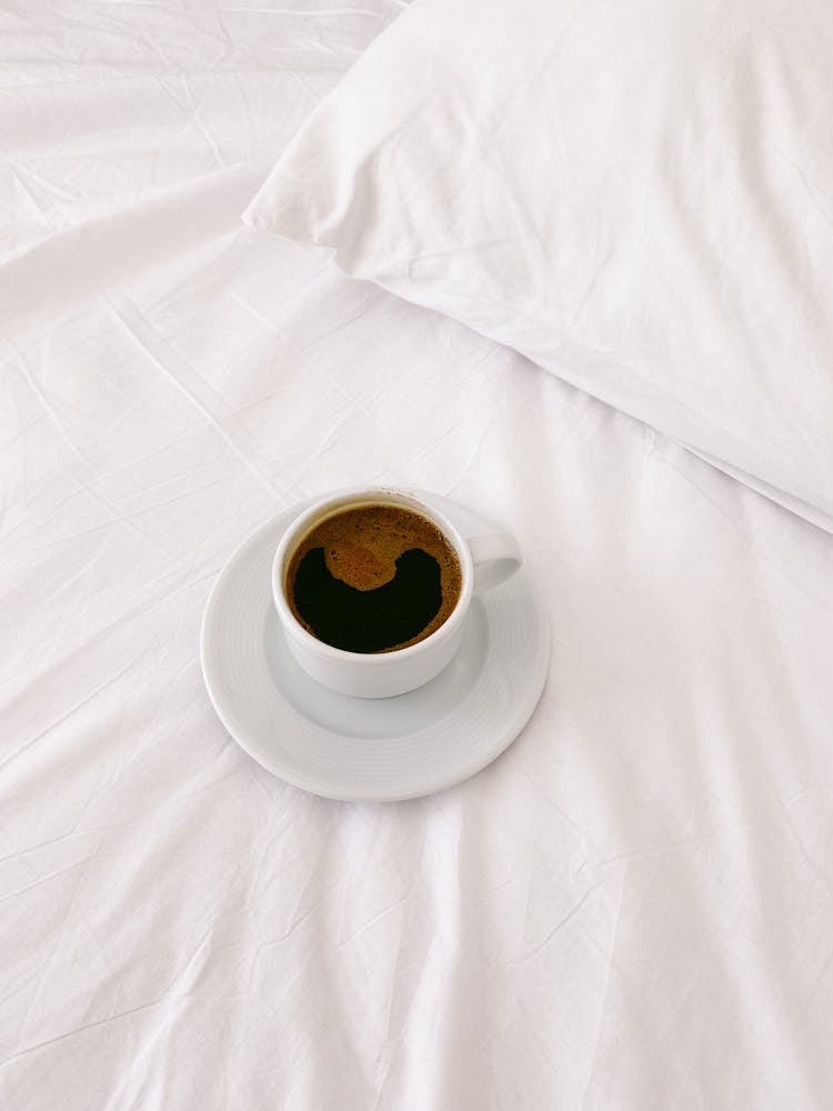 Black Coffee In White Bed