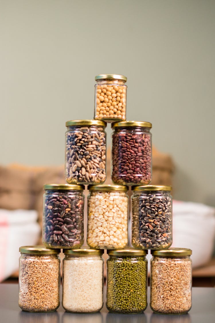 Beans And Peas In Jars 