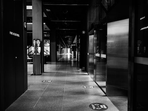 Free Grayscale Photo of a Hallway Stock Photo