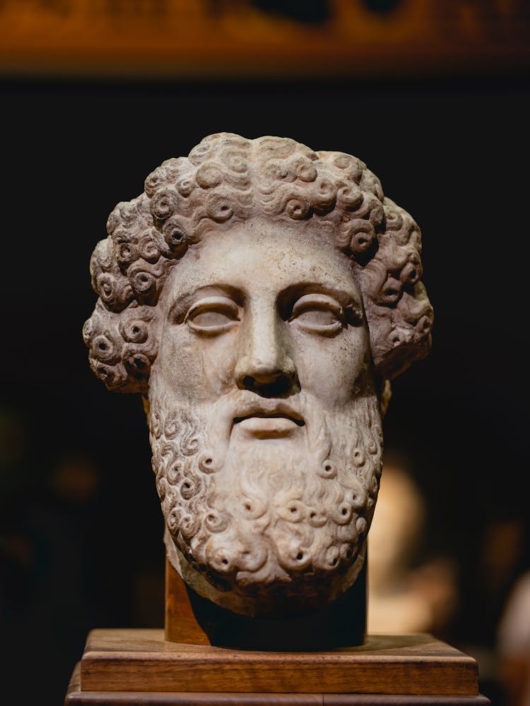 A Sculpture Of The Head Of Zeus