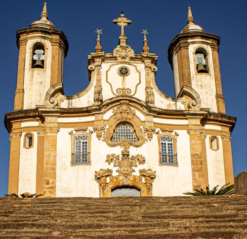 Front View of Historic Baroque Church Nossa Senhora do Carmo, Ouro Preto, Brazil