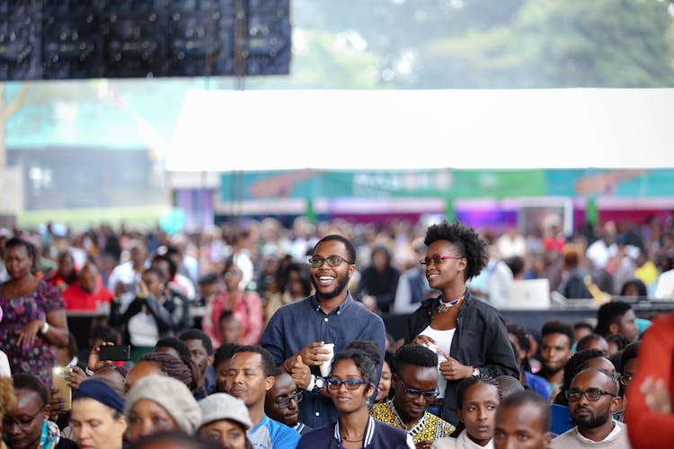 Smiling Crowd On Outdoor Festival