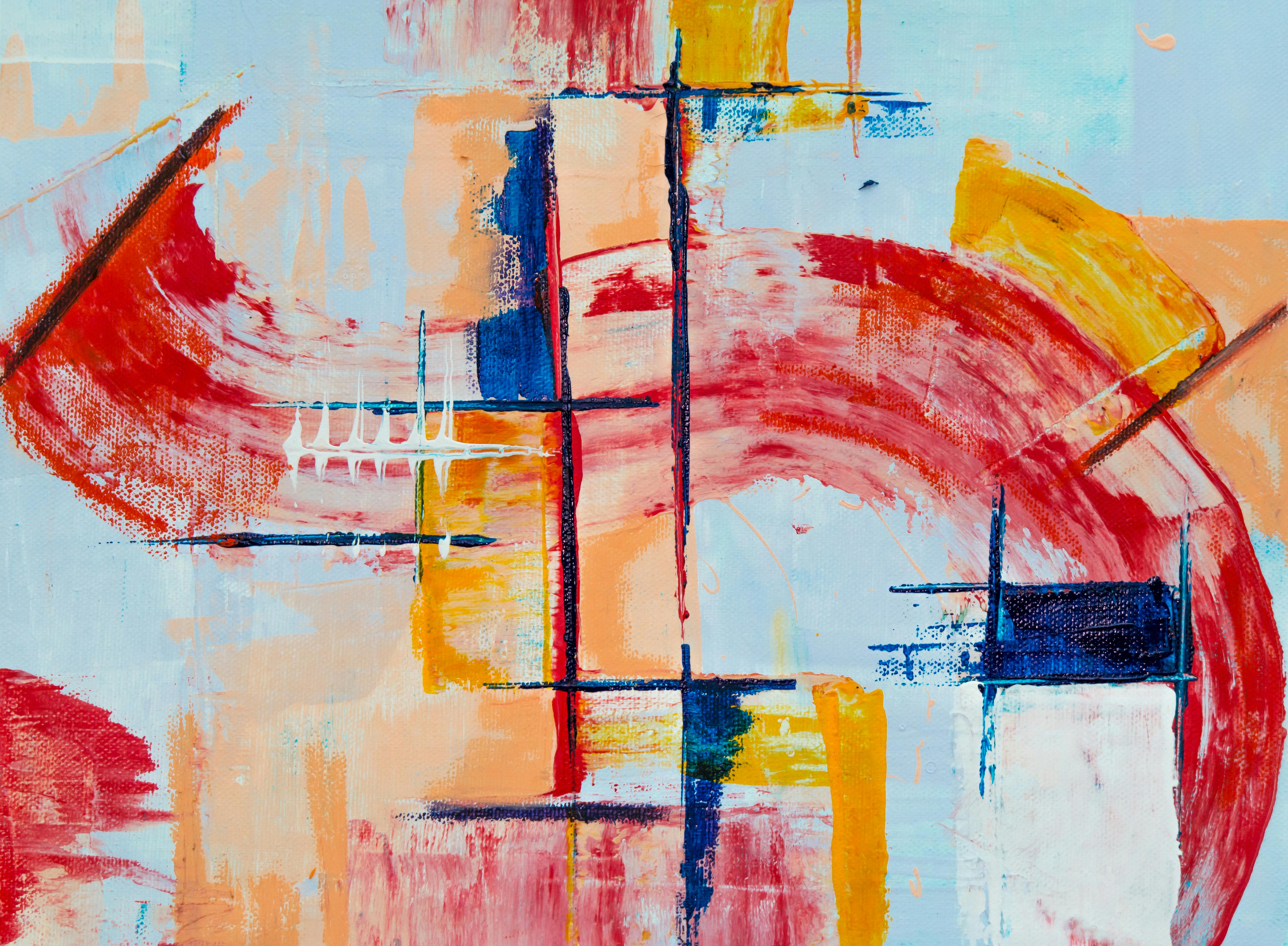 Red Yellow And Blue Abstract Painting Free Stock Photo