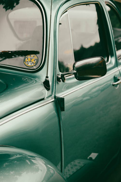 Close-up of a Green Vintage Car
