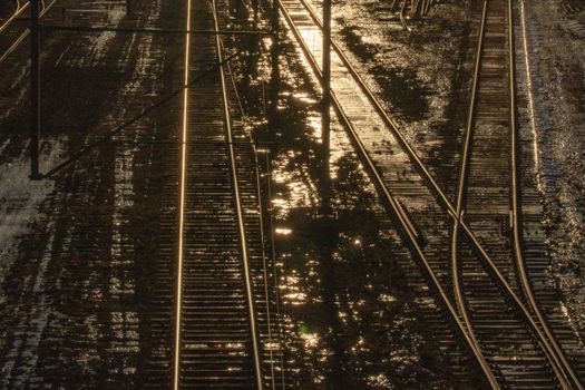Grayscale Photo of Train Railway