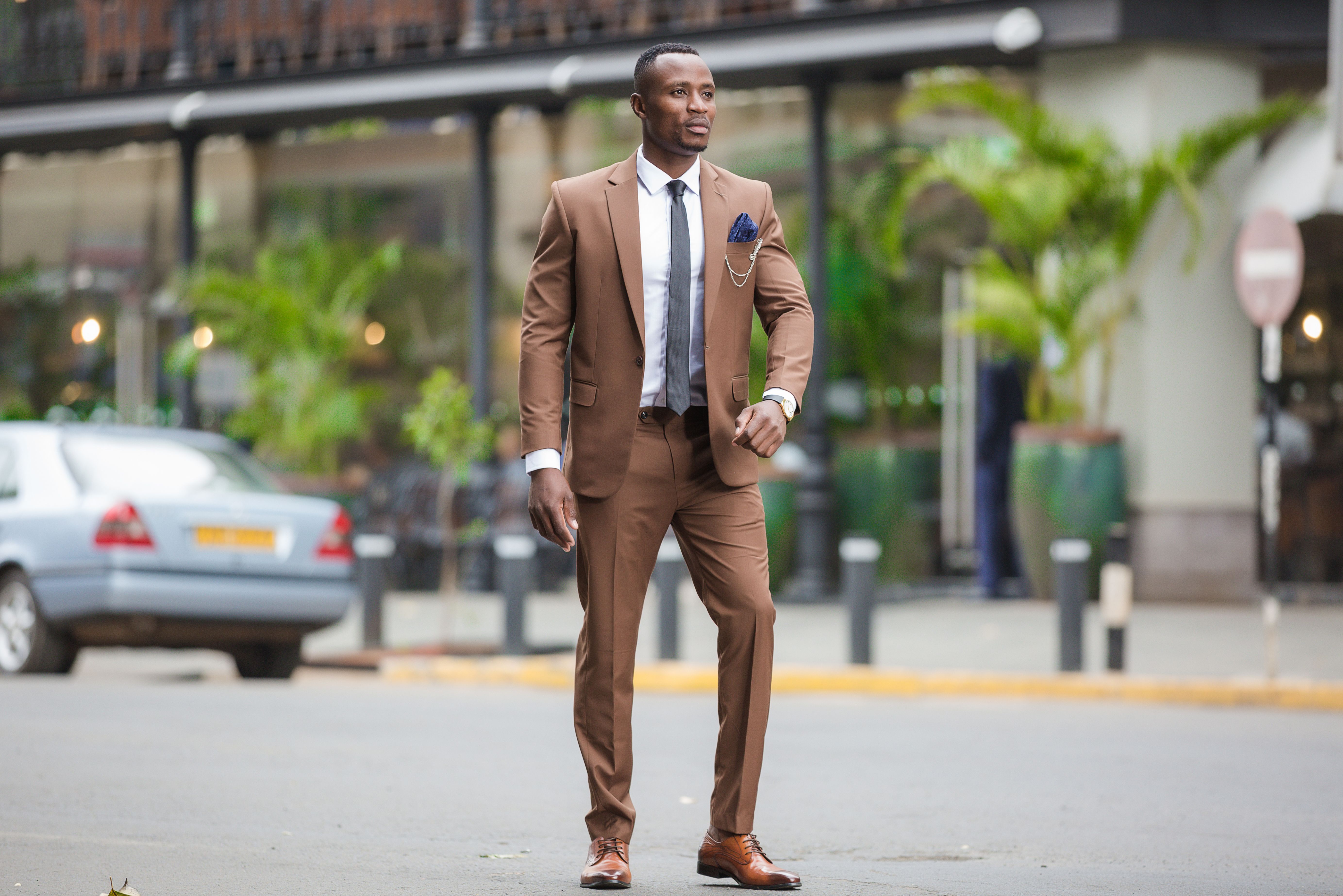 Man Wearing Suit Jacket, Dress Shirt 