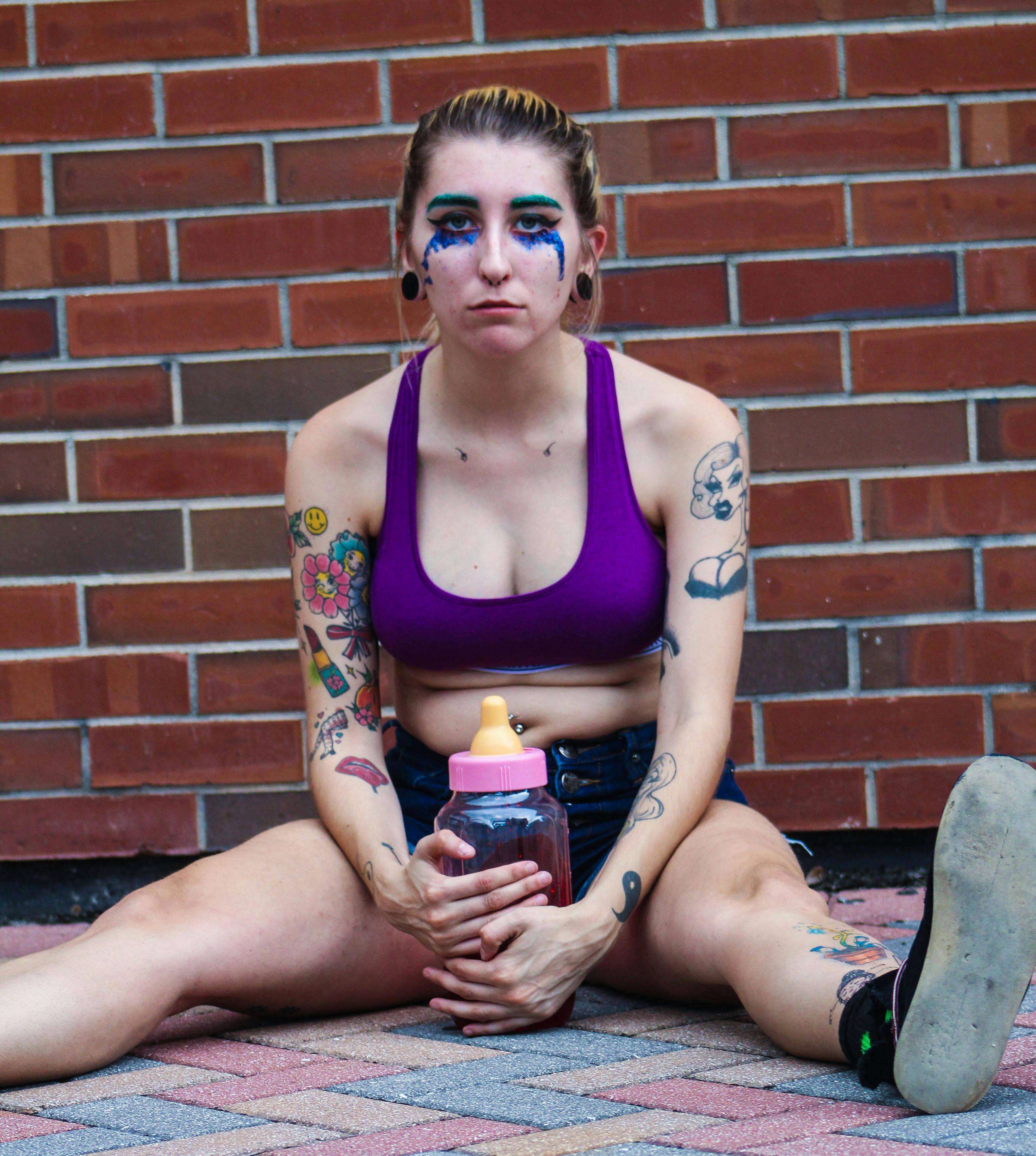 Woman in Purple Sports Bra 