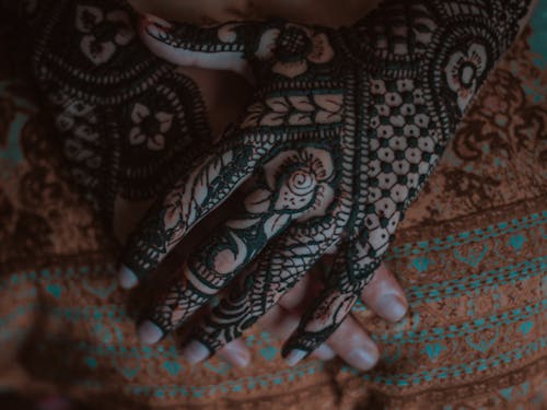 A Close-up Shot of a Person with Mehndi on It's Hands