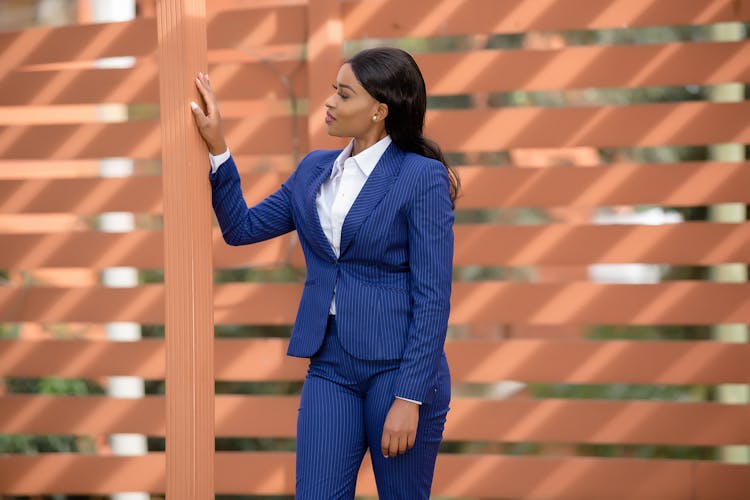 Woman Wearing A Pinstripe Suit