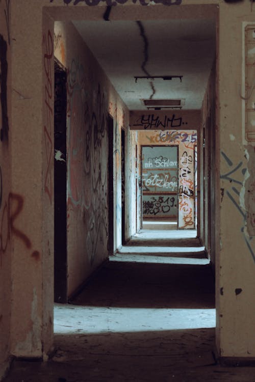 Free Hallway in Abandoned Building  Stock Photo