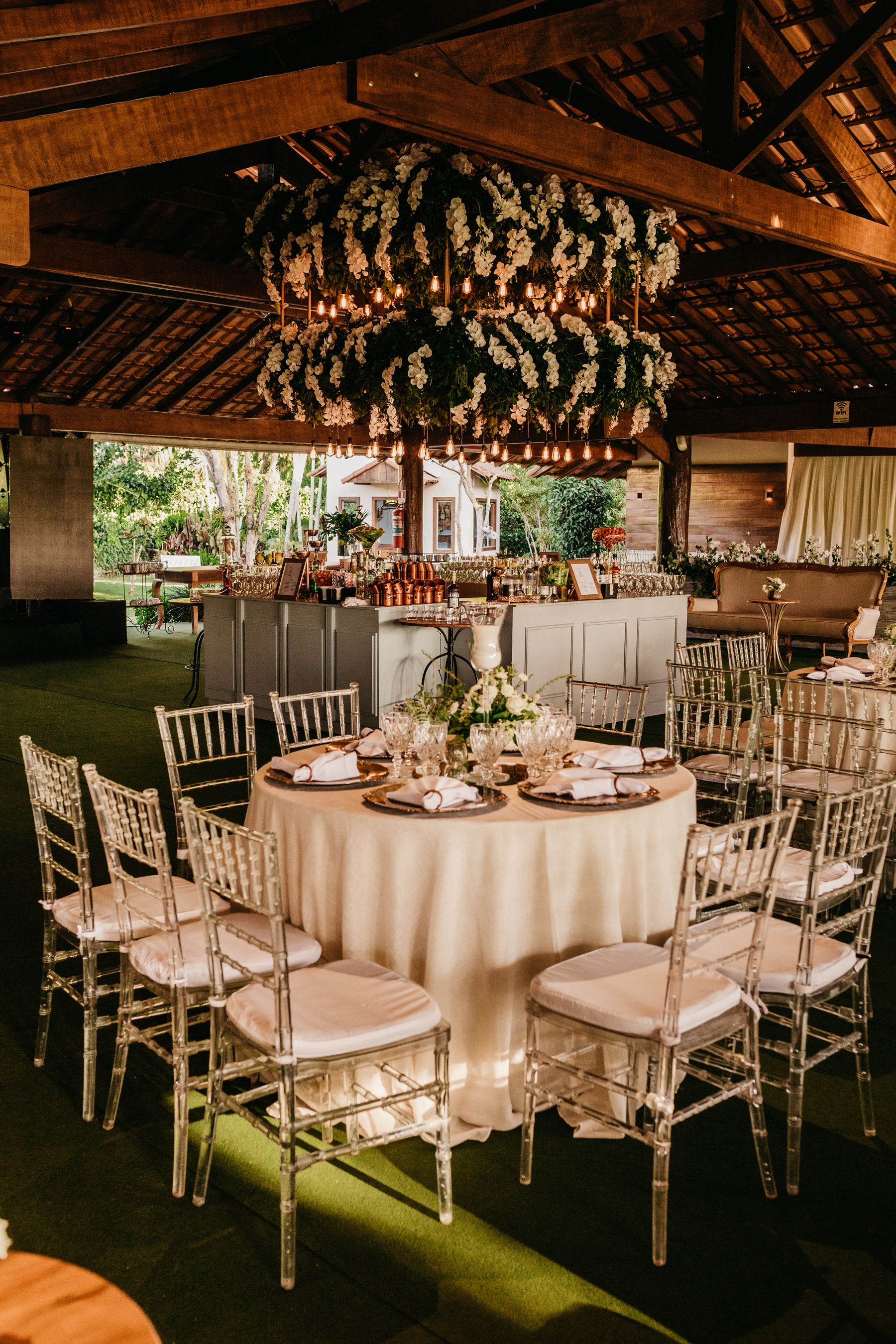 Decorated event chairs and table — illustrative stock photography