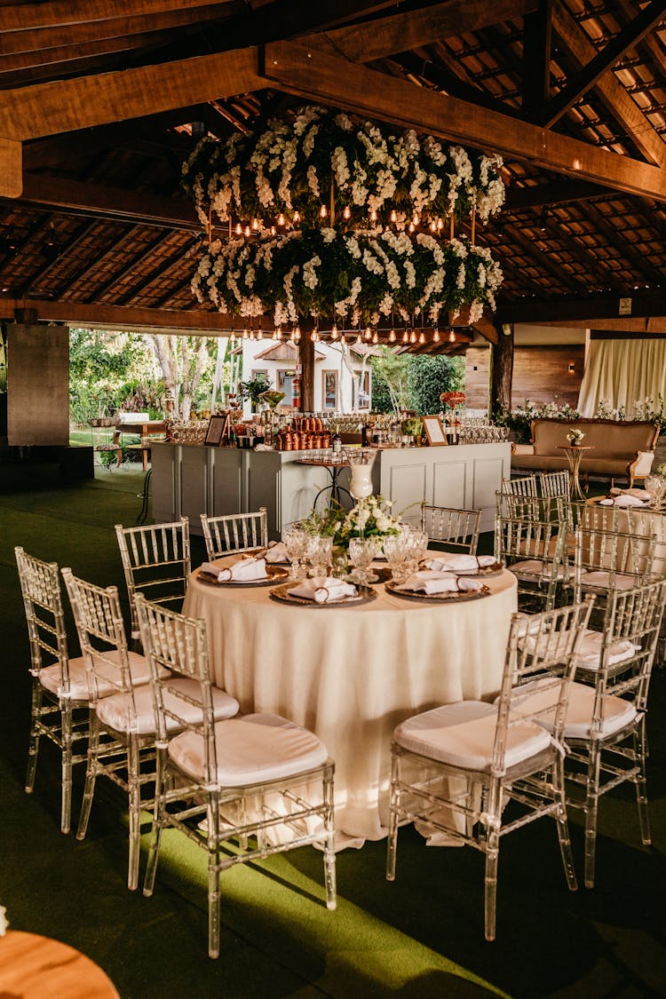 Chairs And Table Decorated For Ceremony