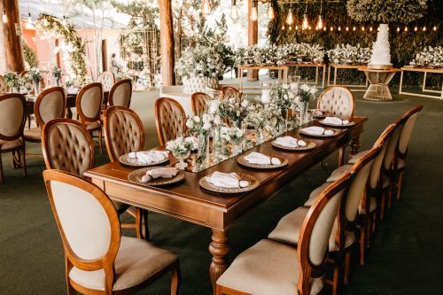 Wedding venue dressed with white flowers