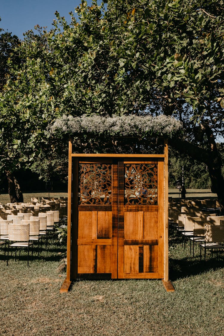 A Wooden Door At The Wedding Venue