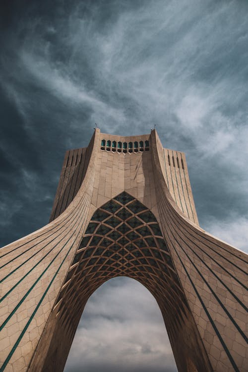 Low Angle Shot of Azadi Tower in Iran · Free Stock Photo