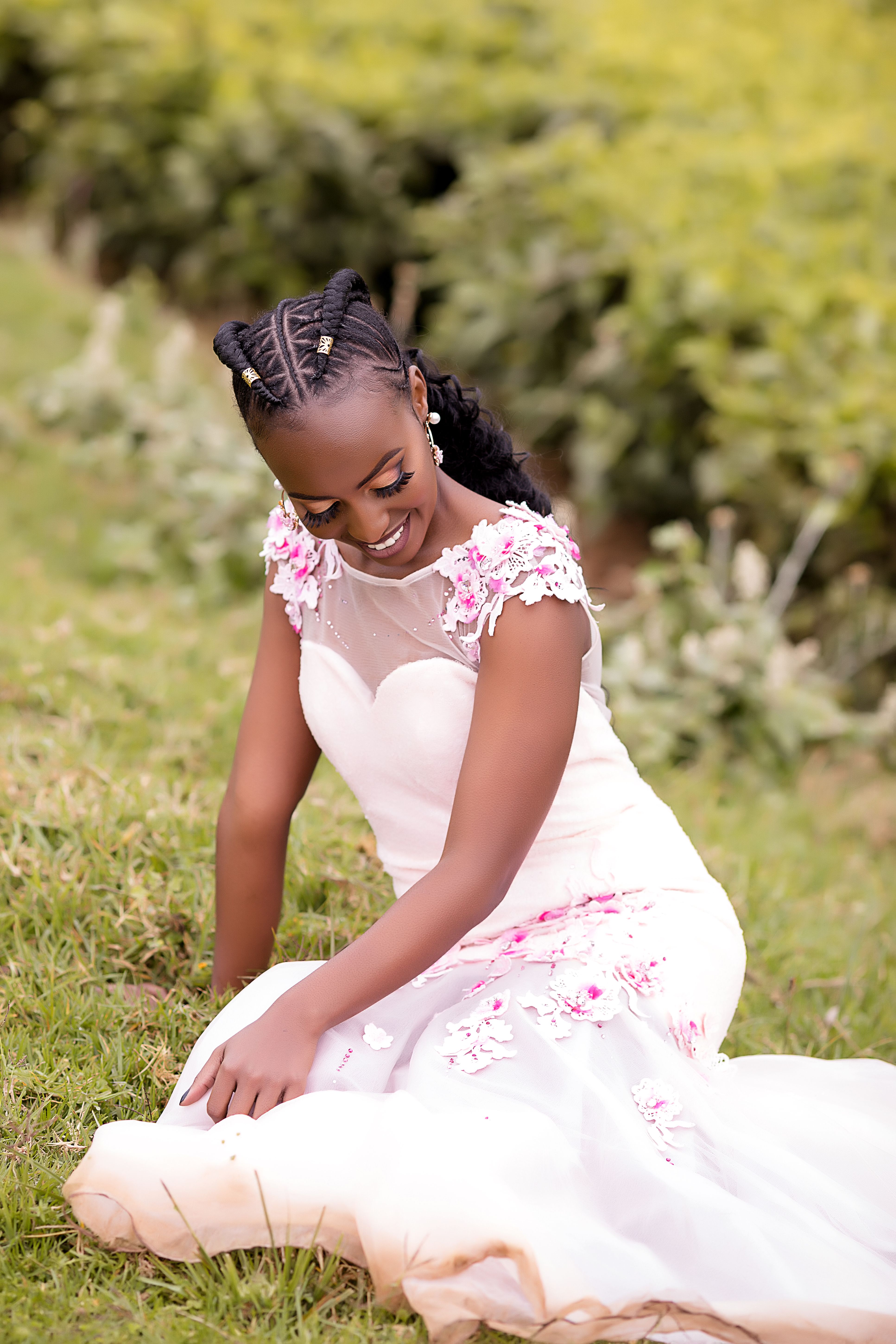 Woman in Pink Dress Sitting on Concrete · Free Stock Photo