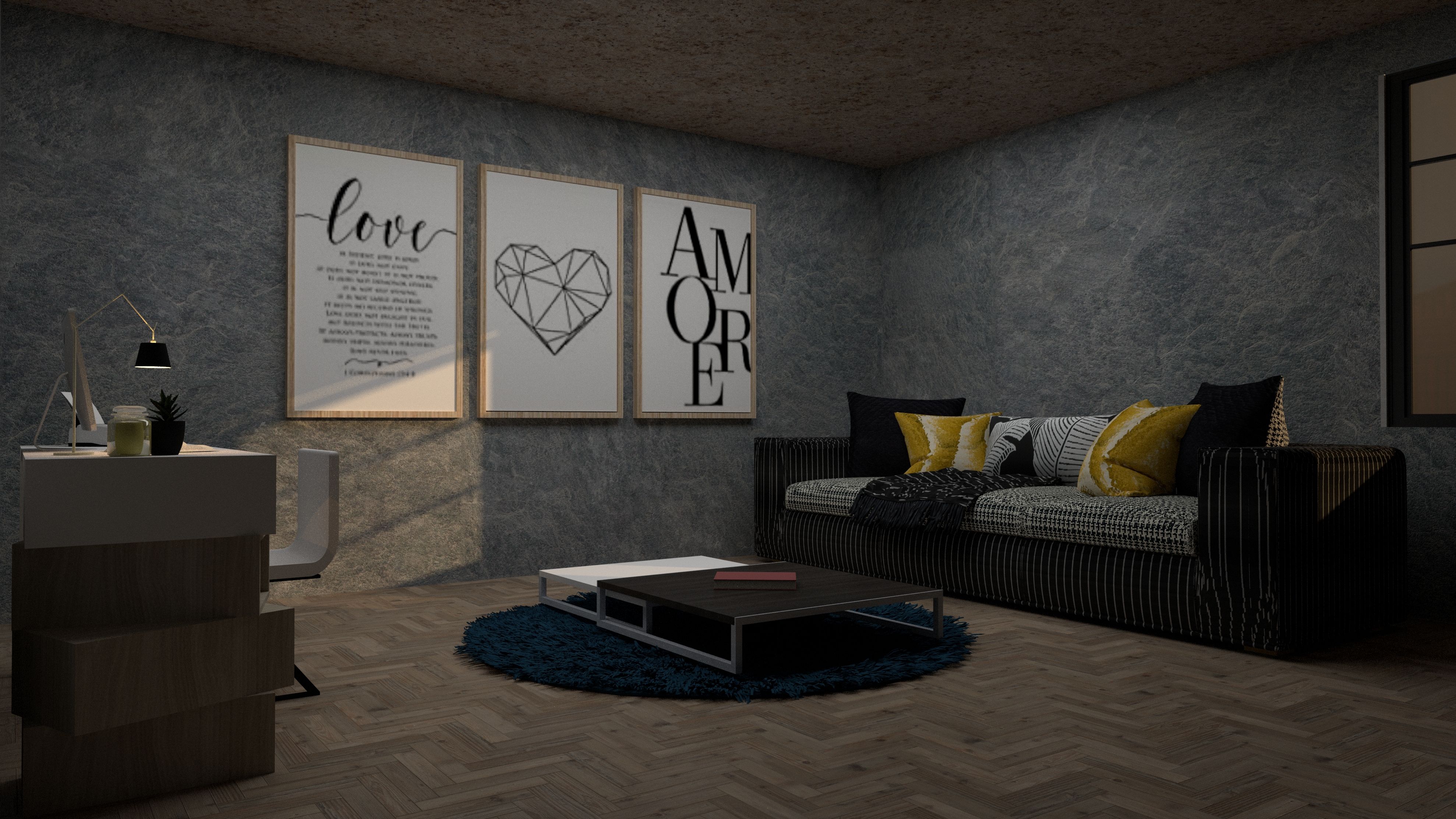 minimalist living room inspiration 2026 Modern living room with stylish decor, including framed art and a cozy sofa for relaxation.