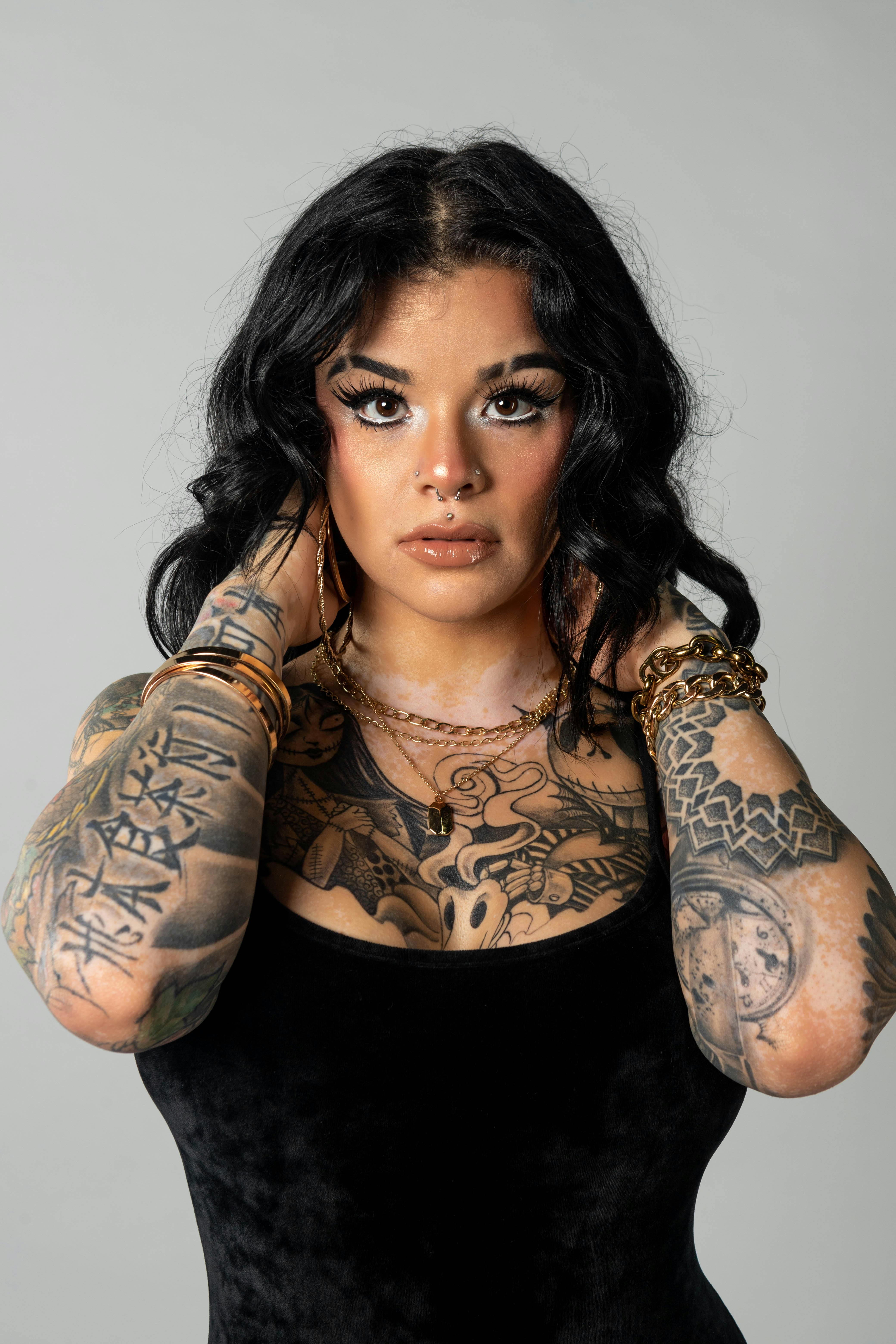 a woman with body tattoo