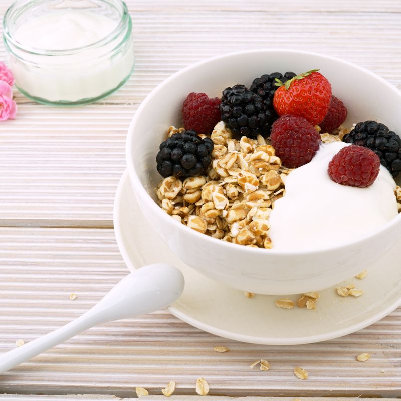 Saffron and Barberry Granola with Pistachio Yogurt Cream