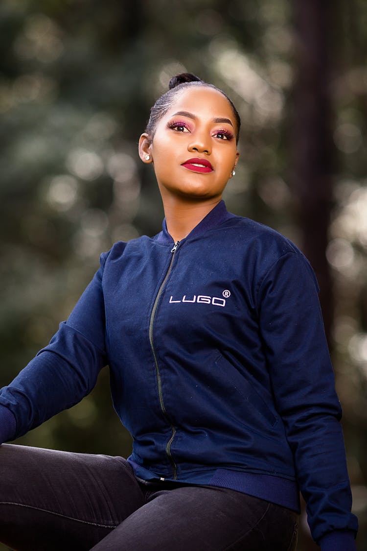 A Woman In Blue Jacket