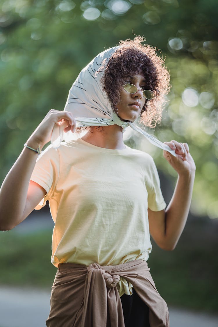 Girl In Handkerchief And Sunglasses