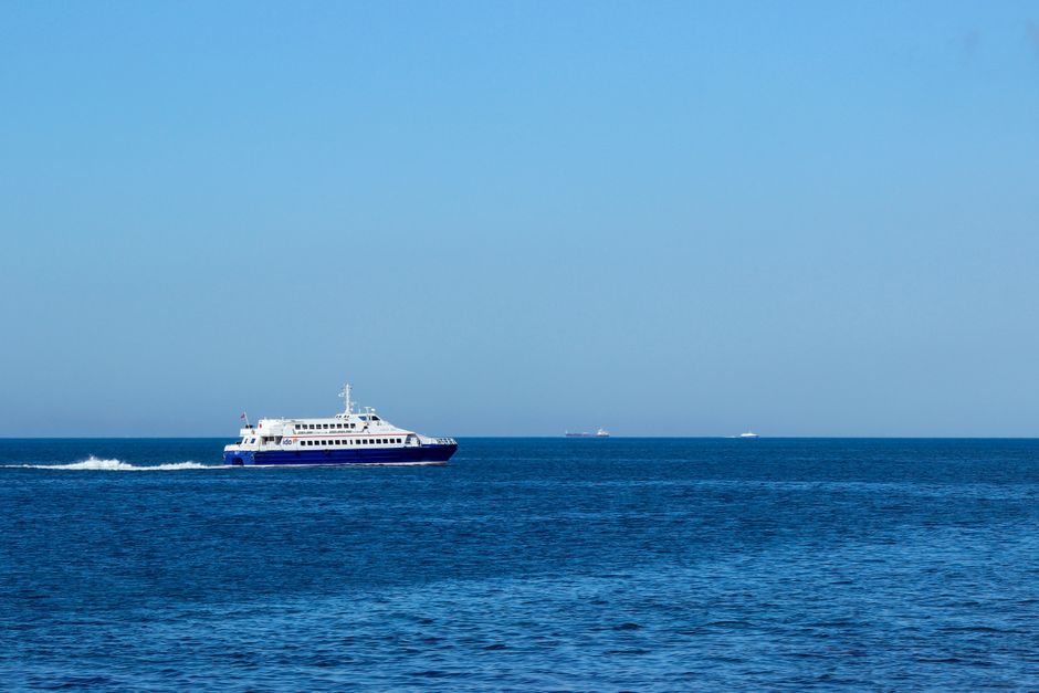 High-speed ferry of Oman's National Ferries Company on the water