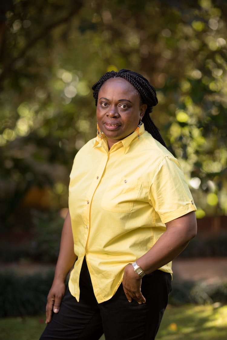 Woman Wearing Yellow Polo