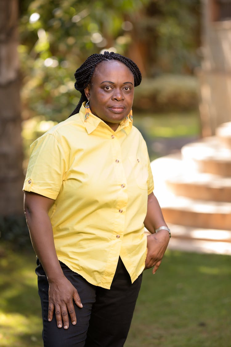 Woman Wearing Yellow Polo