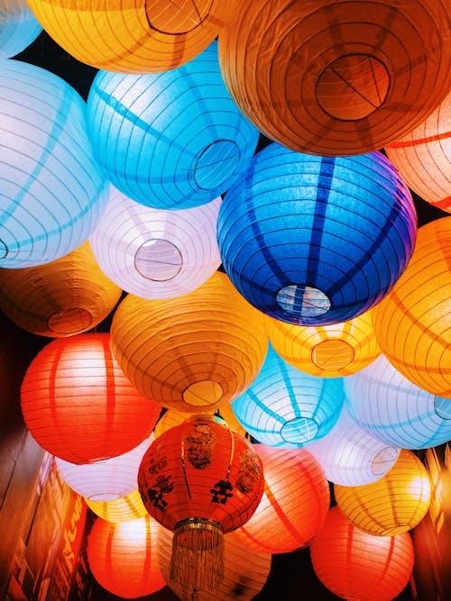 Illuminated Colorful Paper Lanterns