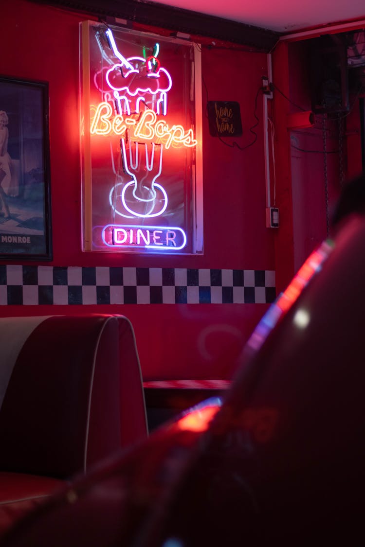 Neon On Wall In Restaurant