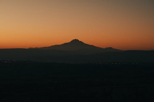 Silhouette of Mountains during Sunset