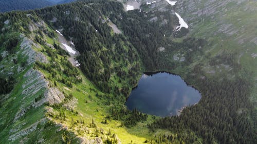 Lake in the Middle of Green Mountains