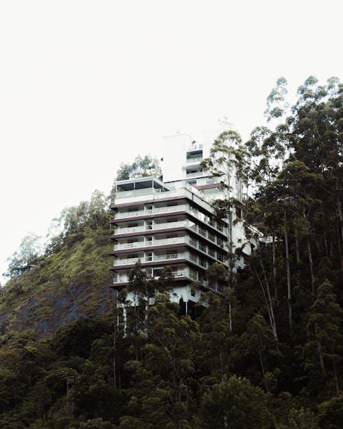 White Concrete Building on Mountainside