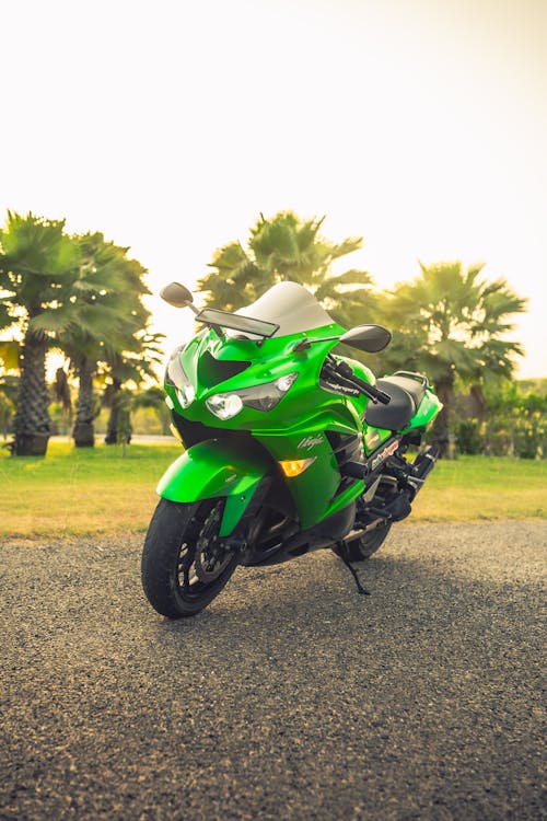 A Parked Green Kawasaki Ninja 650