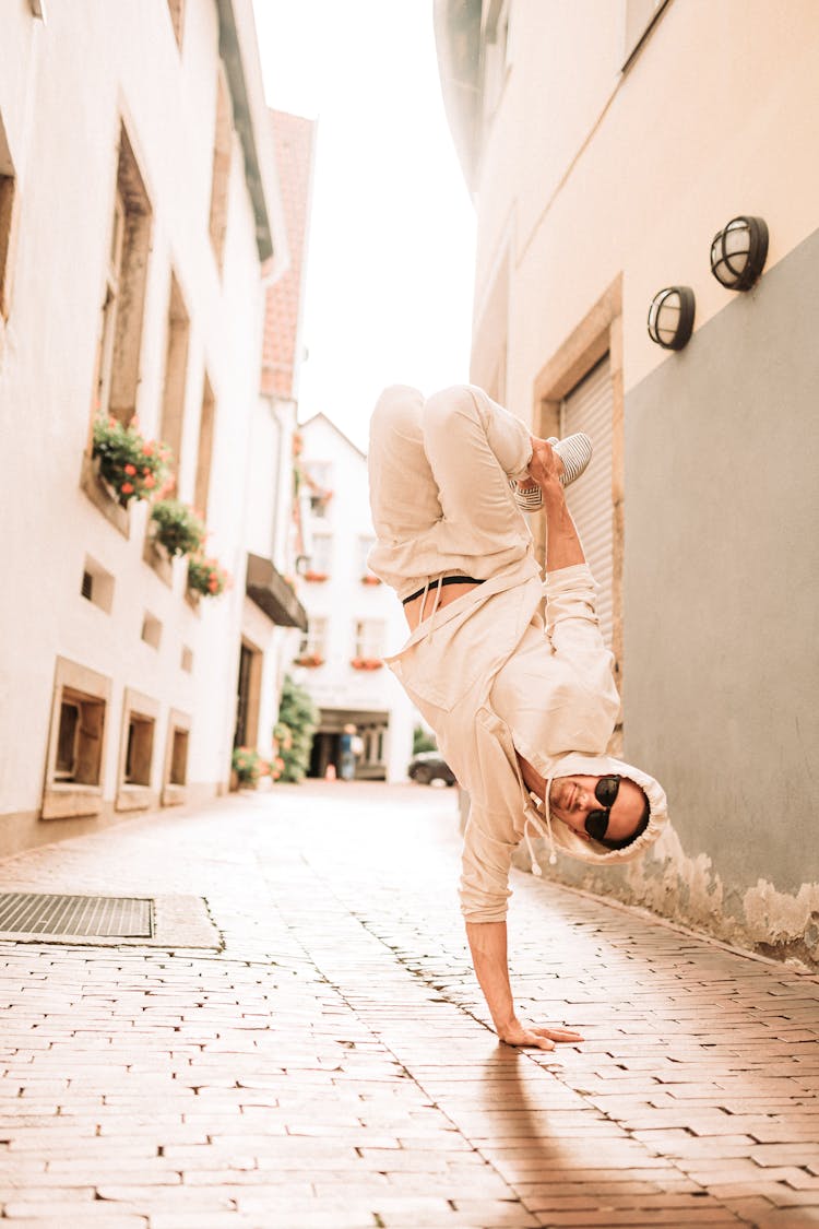 Breakdancer Dancing On City Street