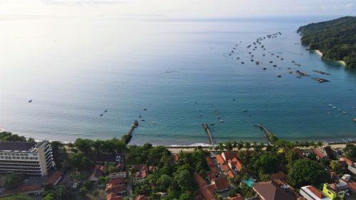 Free A scenic aerial view of Pangandaran Beach in Indonesia, showcasing coastal beauty. Stock Photo