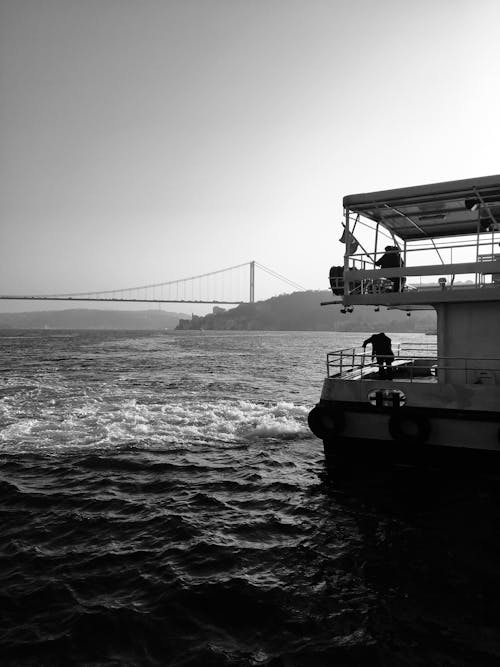 Ferry near Istanbul in Black and White
