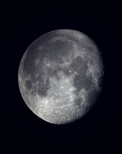 Waxing Gibbous in the Dark Night Sky