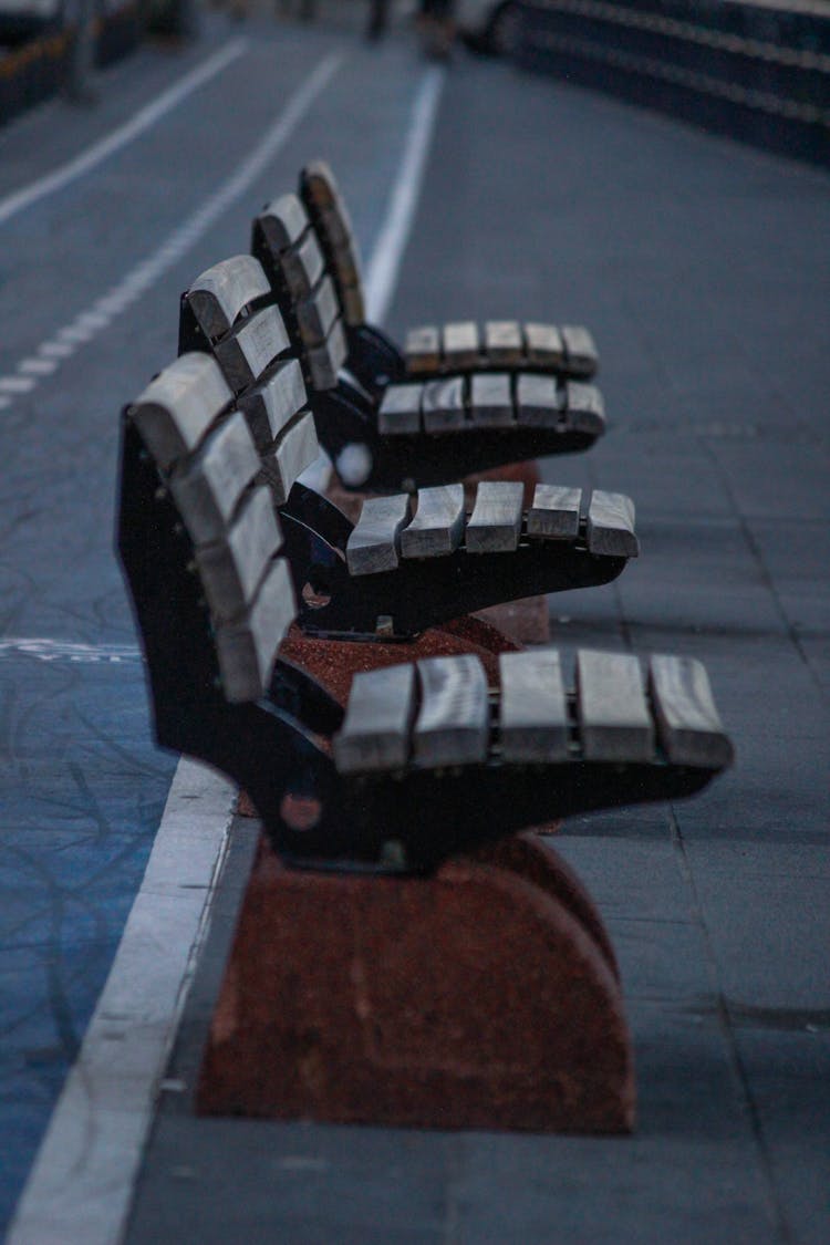 Wooden Chairs In Line On Stadium