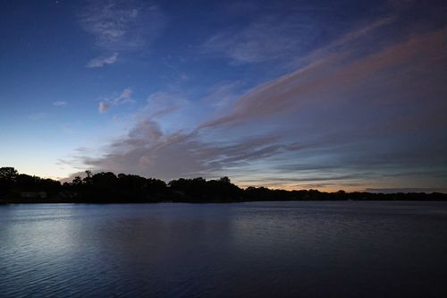 Free Serene view of the evening sky and calm river in Stamford, CT. Stock Photo