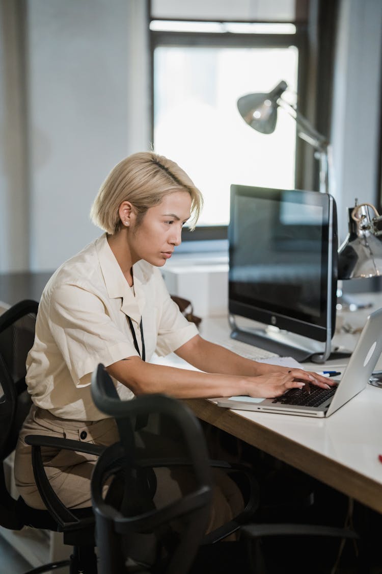 Blonde Woman In Office