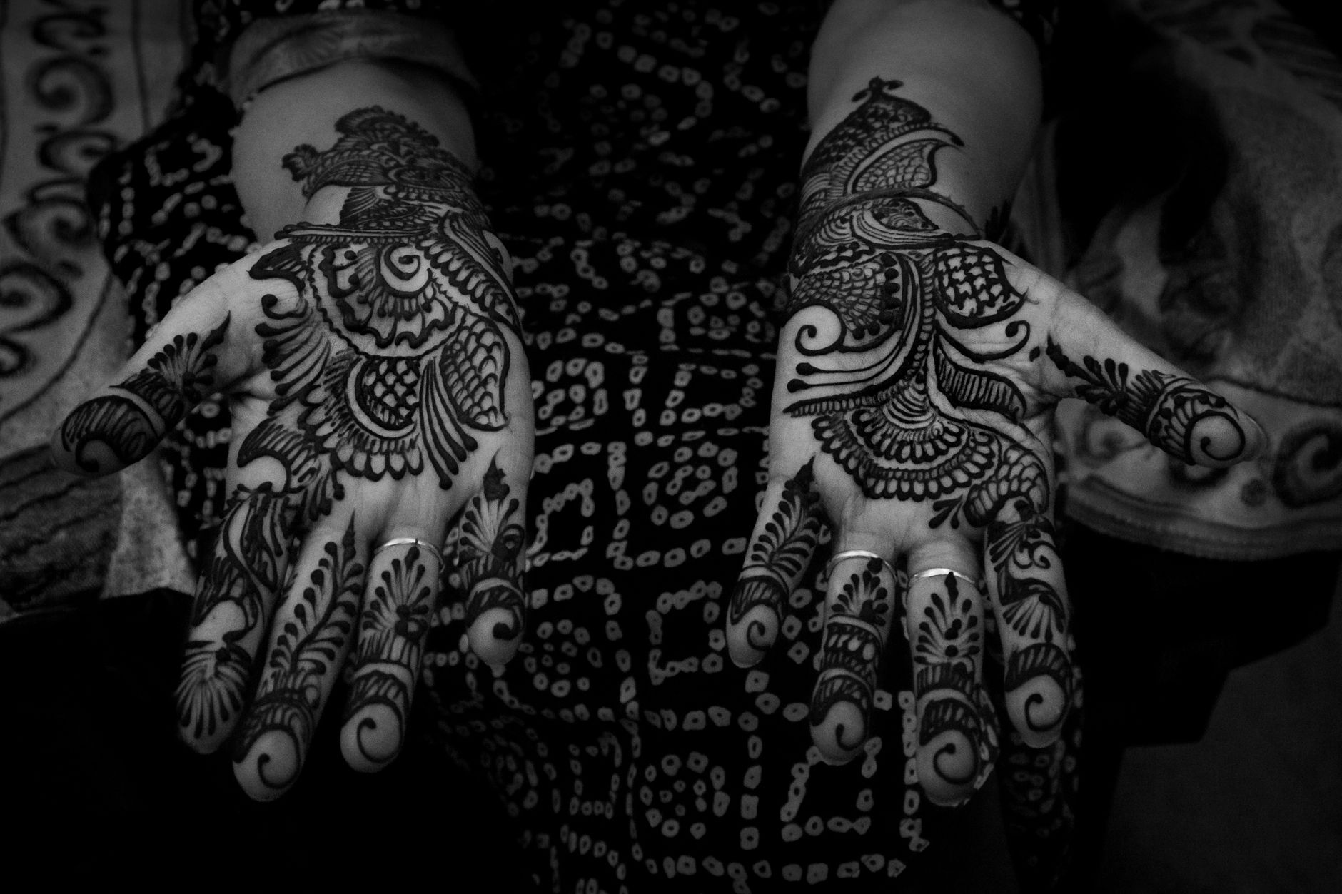 Bridal mehendi artist at work