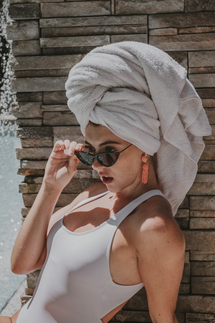 Astonished Woman In Swimsuit